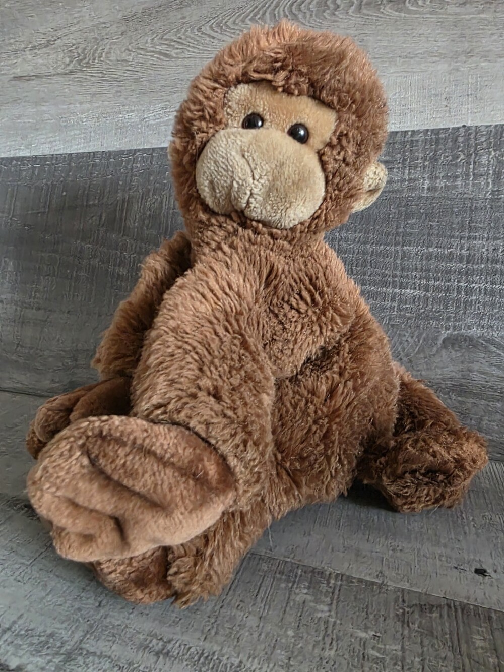 Rare Vintage Gund Peanut Monkey Ape Brown 1985 Toy Sit Plush 11" b263